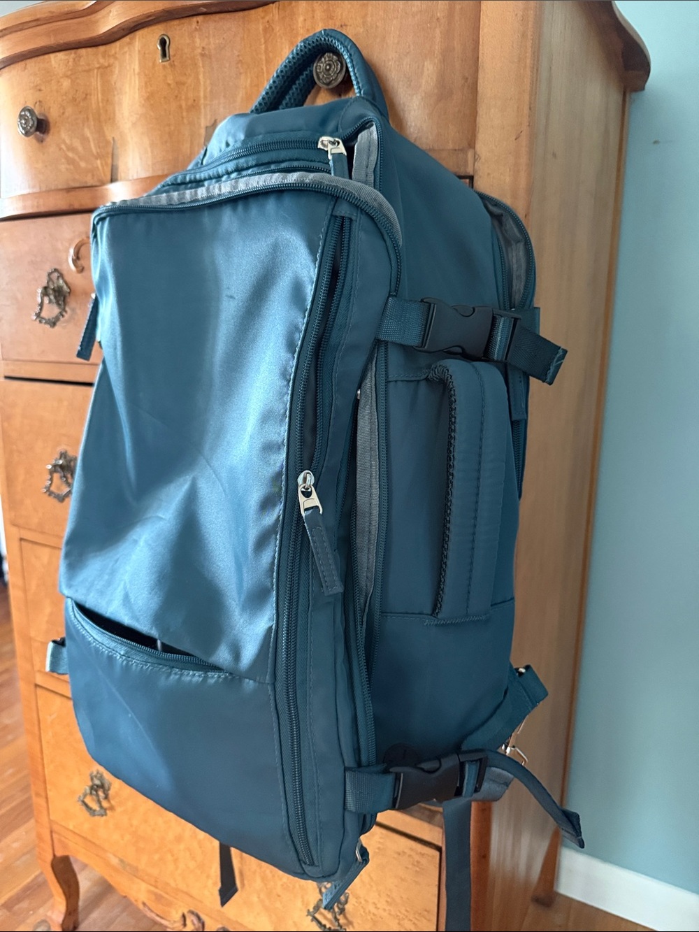 Underseat Travel Backpack, multiple zippered compartments, computer padded space